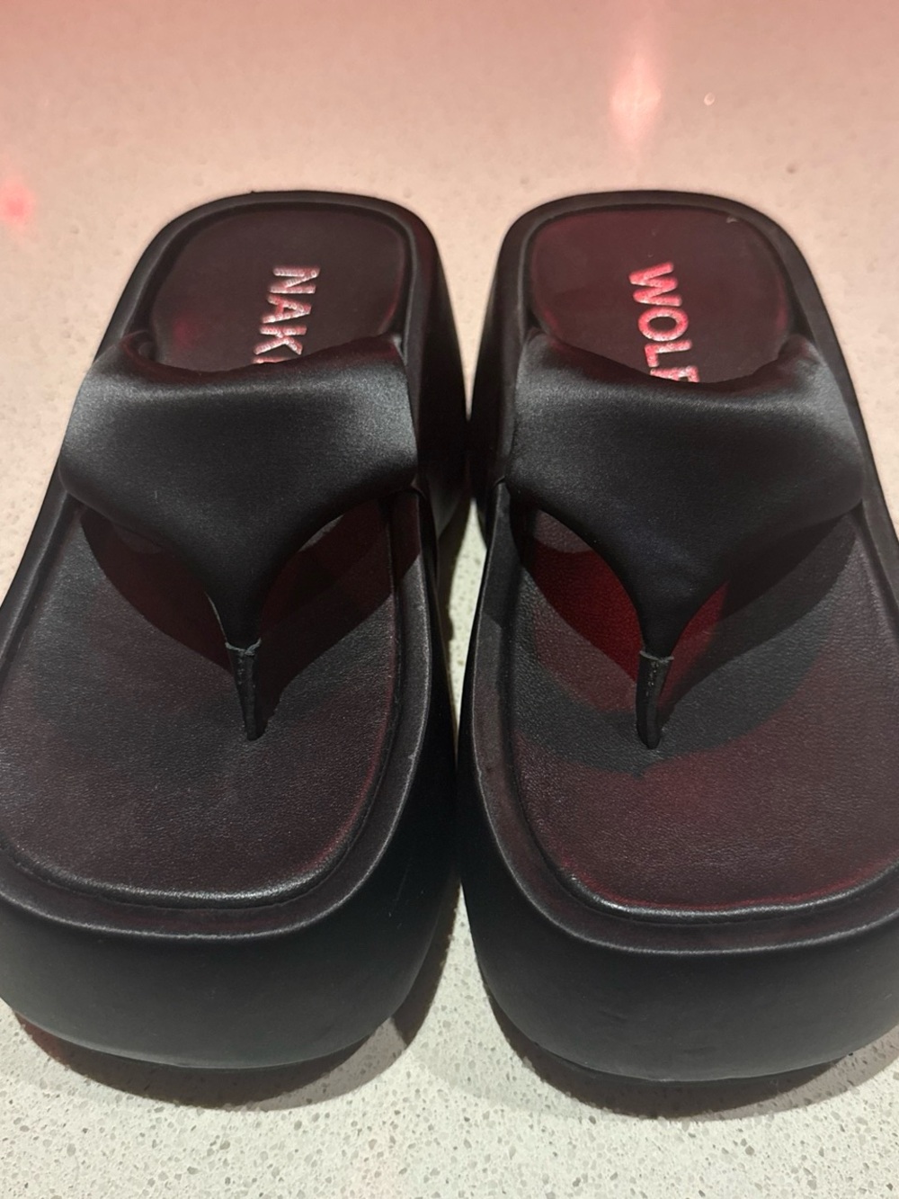 Naked Wolfe Black Platform Thong Sandals